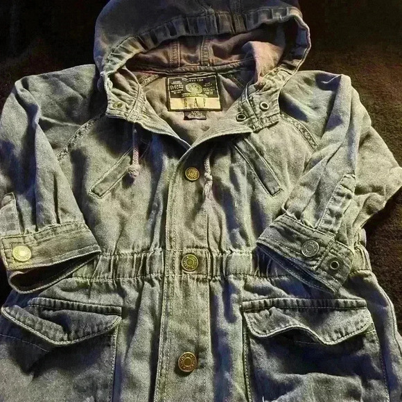 Vintage 1990’s GAP Jean Jacket with hood 12-24 months 100%Cotton - Picture 5 of 6